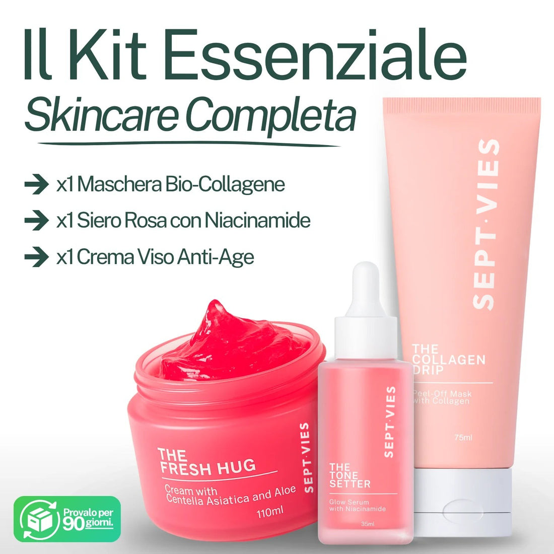 Il Kit Essenziale SEPT VIES: maschera, siero e crema