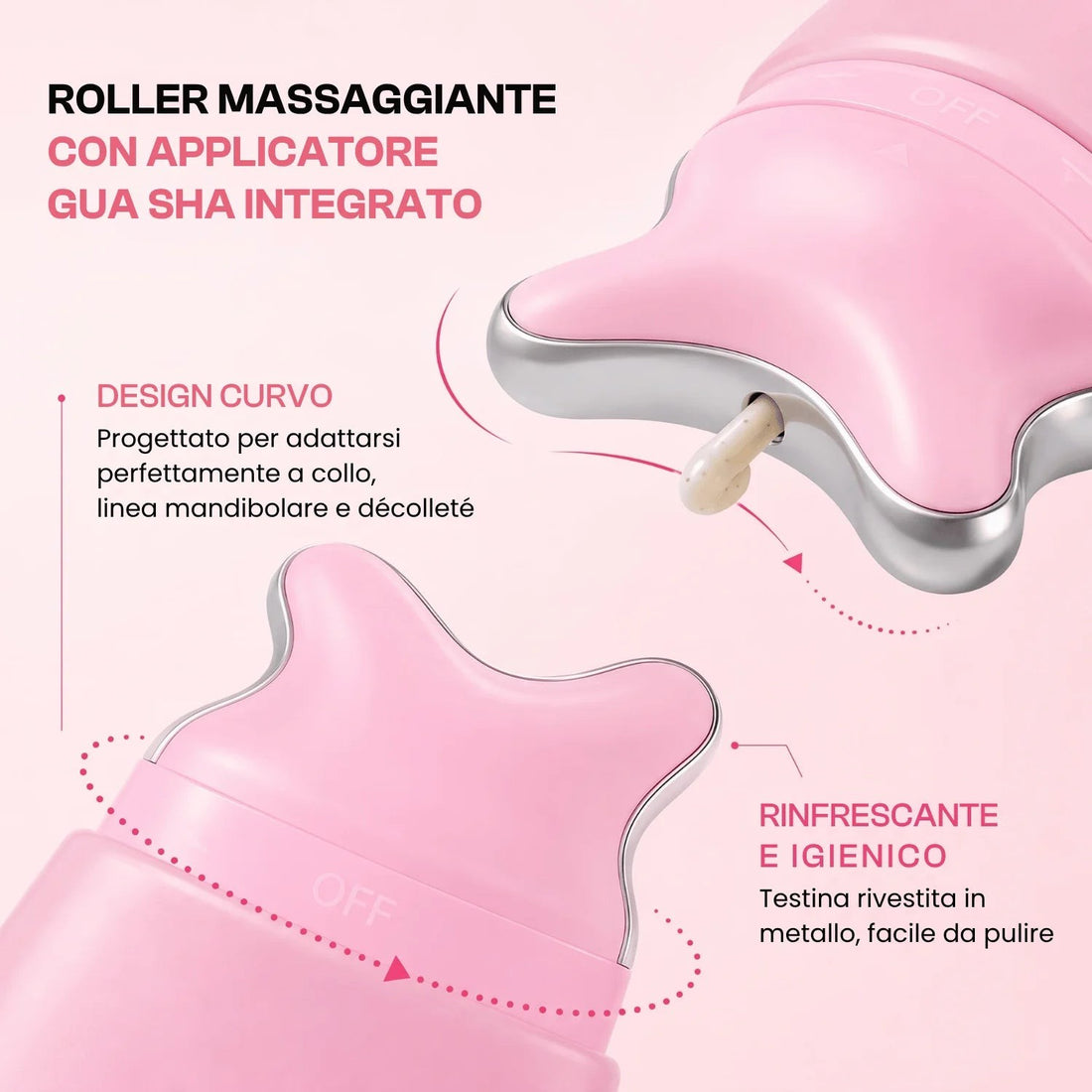 Roller massaggiante con applicatore Gua Sha integrato